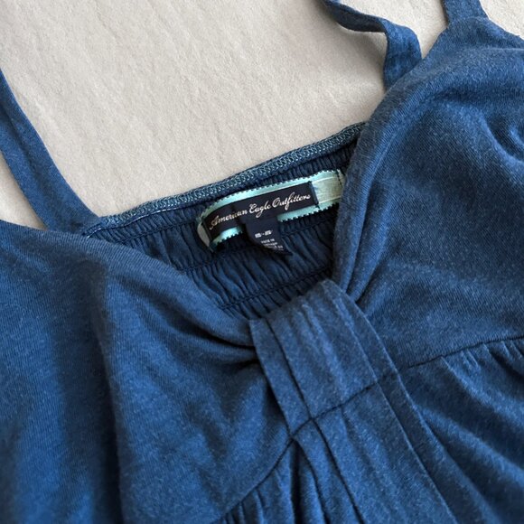 Vintage Y2K American Eagle Soft Girl Blue Bow Knot Babydoll Cami Tank Top - M - Picture 2 of 3